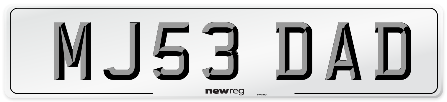 MJ53 DAD Number Plate from New Reg